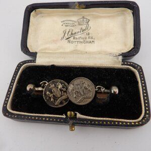 Antique 1897 Queen Victoria Diamond Jubilee Sterling Silver Cuff Links